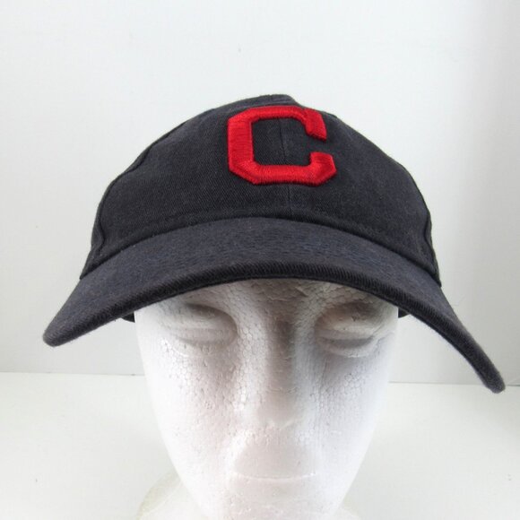 Cleveland Indians New Era Embroidered C Logo Men's Black Adj Strap Back Cap Hat - Picture 2 of 8
